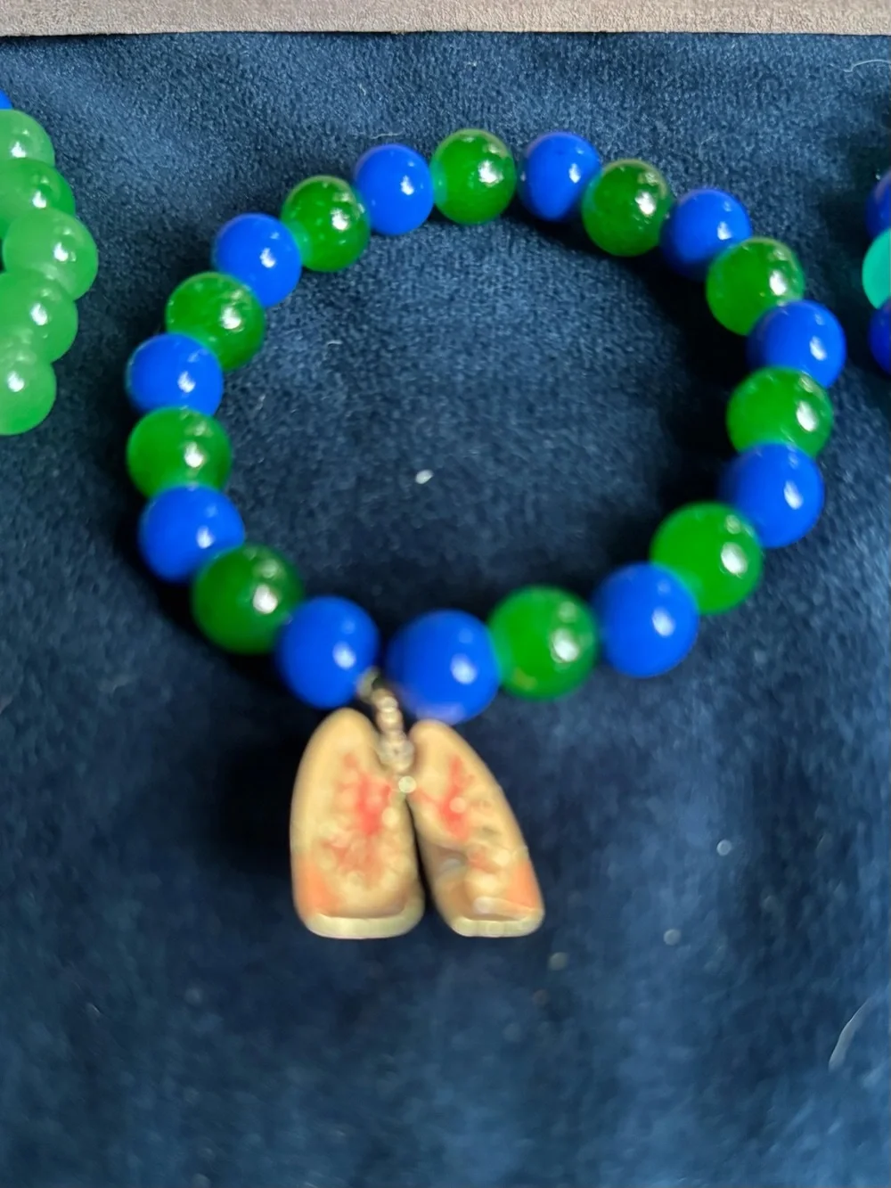 Kids Beaded Stretch Bracelet - Blue & Green